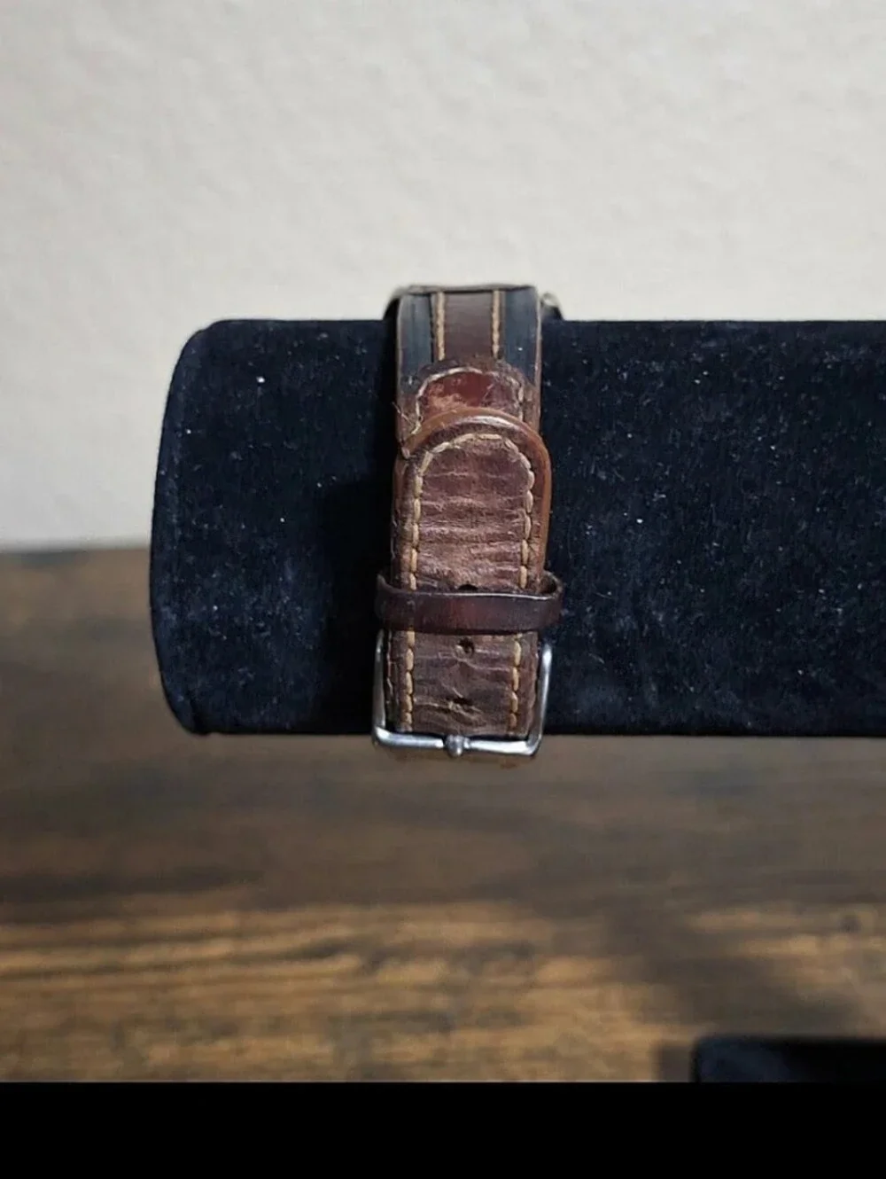 1980s Men's FreeStyle Night Vision Watch With Brown Genuine Leather Band